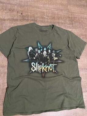 Slipknot Group Star Crest Barcode Olive Green Band T-Shirt XL